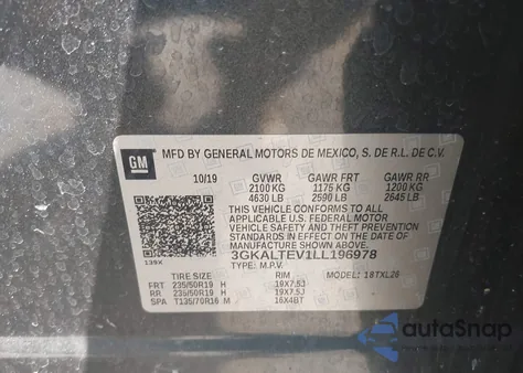 2020 GMC Terrain Awd Sle from USA, damaged, VIN 3GKALTEV1LL196978